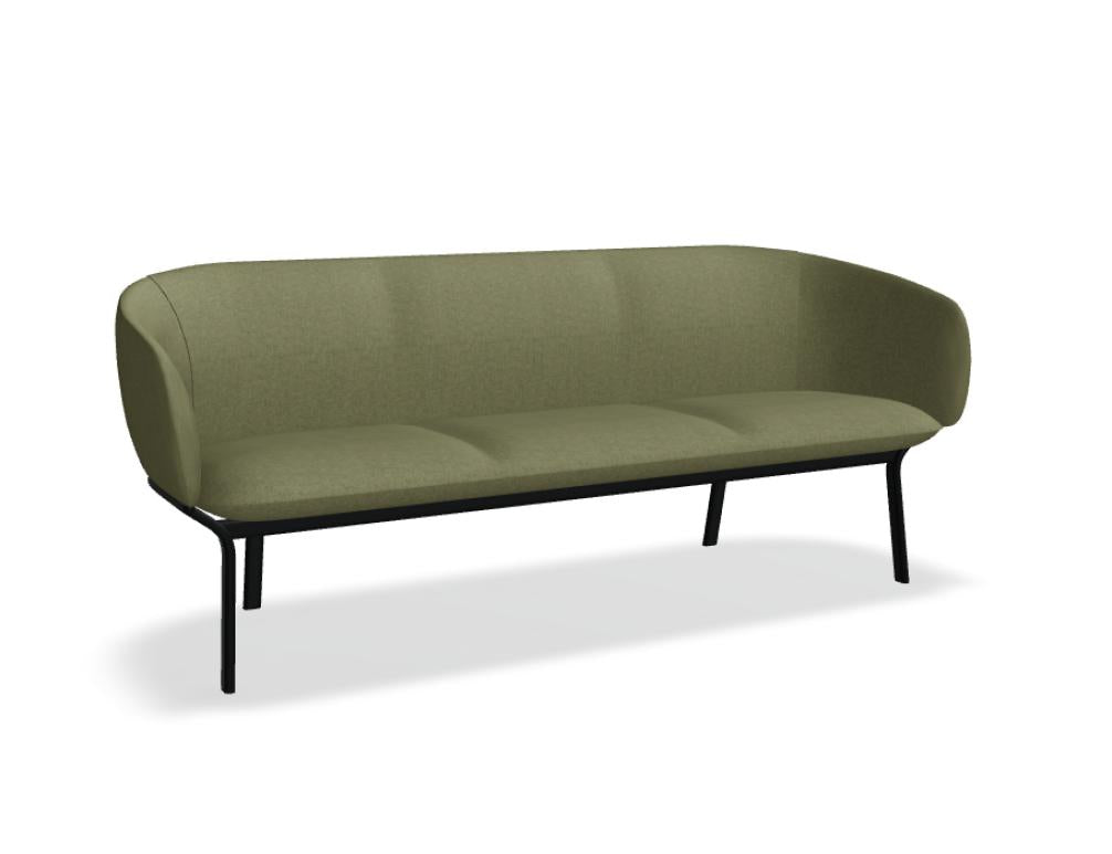 Grace GR03 3-Sitzer Sofa in modernem, ruhigem Grau, weiche Linien, leichte Holzfüße, stilvolles Wohnzimmer-Statement, langlebiges Kontrastnaht-Detail