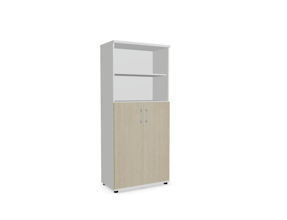 Mdd Standard A5304 Halbregal als offenes Standregal in hellem Dekor, kompakt und funktional für Büro oder Empfangsbereich.