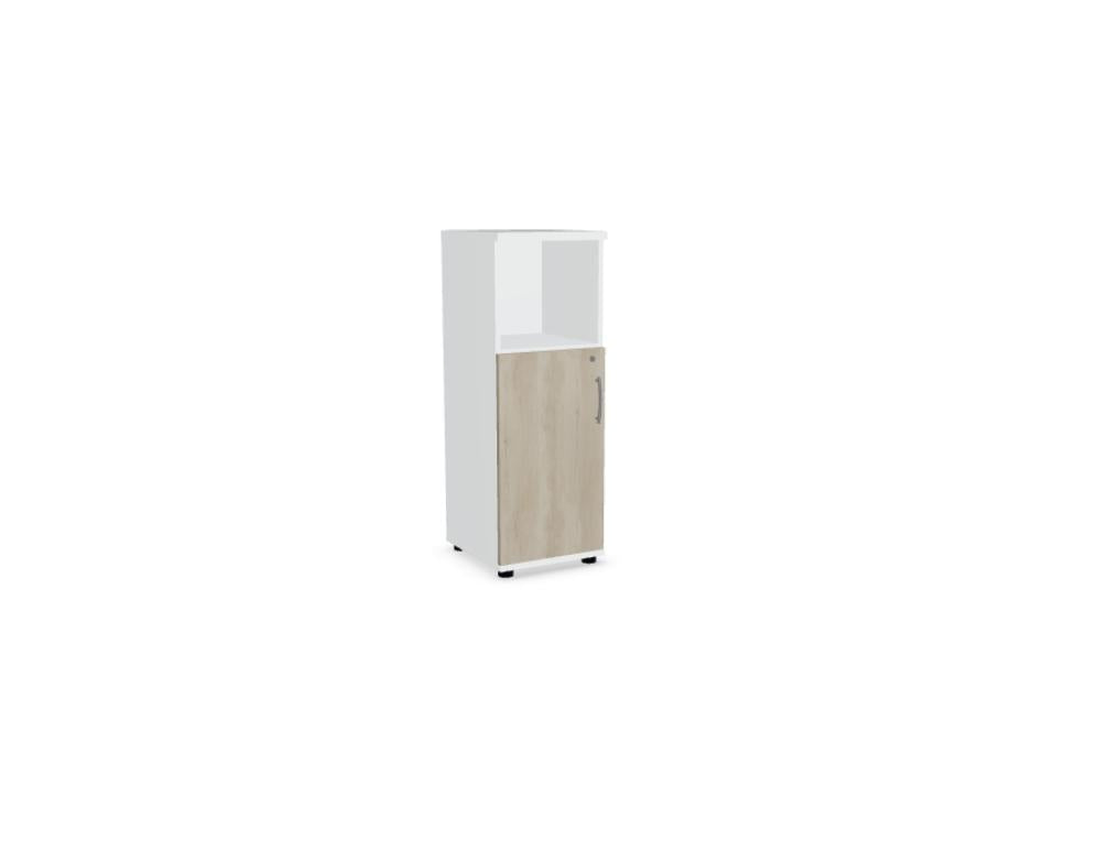 Bild des Standard A38P2K Halbraqe als Standregal von MDD; helles Holzdesign, offenes Rahmendesign, 3 verstellbare Regalfächer, stabiles Möbelstück für Büro/Wohnraum