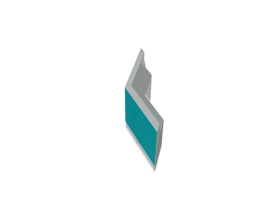Modulare Empfangstheke Linea LIN3S in neutralem, hellgrauen Design mit klaren Linien, integrierter Arbeitsfläche und moderner Frontverkleidung