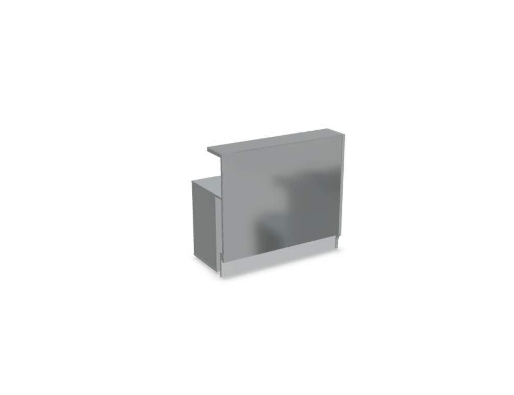 Foto der Linea LIN7L modulare Empfangstheke von MDD, helles, modernes Empfangsdesk-Design mit klaren Linien, vielseitig erweiterbar und anwenderfreundlich.