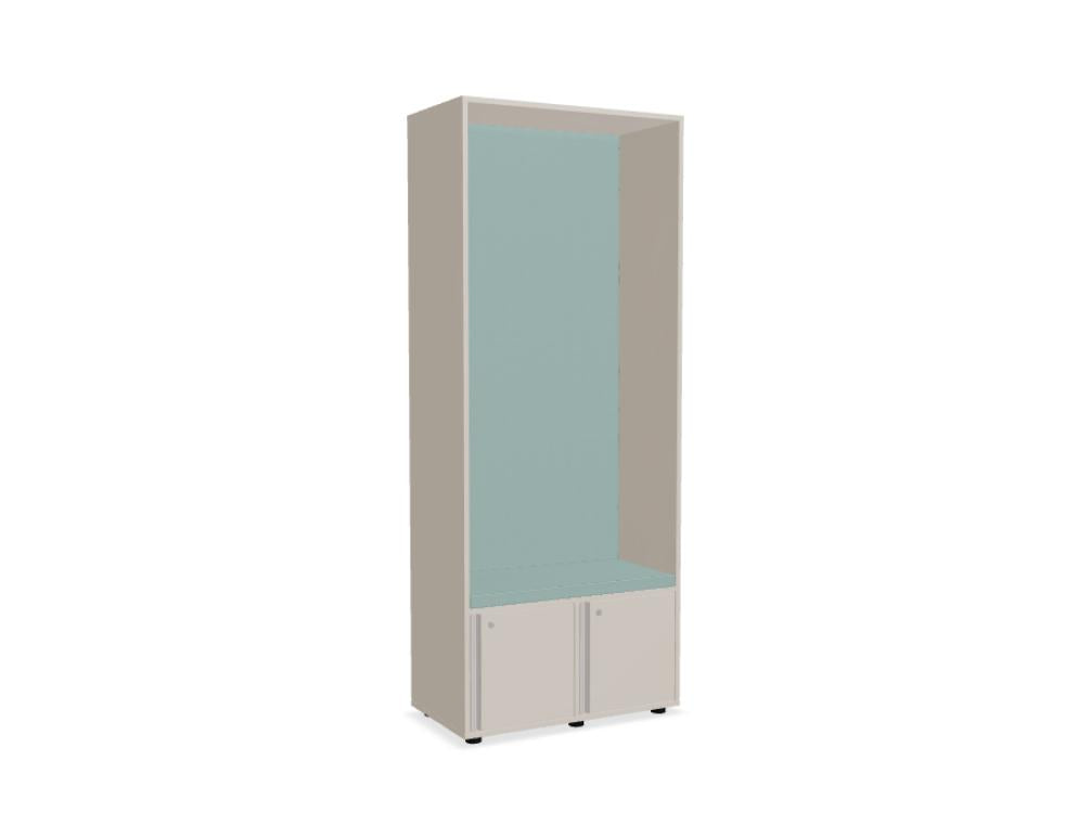 Roter matt lackierter Schliessfachschrank Locker Plus von Mdd aus Melaminplatte mit Aluminium-Kantengriffen und Patentschloss.