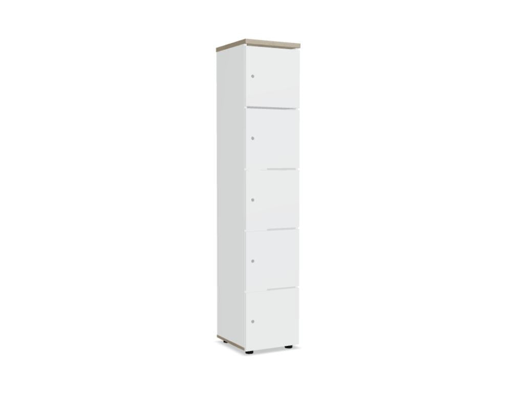 Locker Standard LOK05 – Büroschrank, Front                 Edelstahlgrau, 1-türig, mit Fachböden, robustes Metallgehäuse, schmaler Korpus, kompakte Lagerlösung für Büro, sichere Aufbewahrung