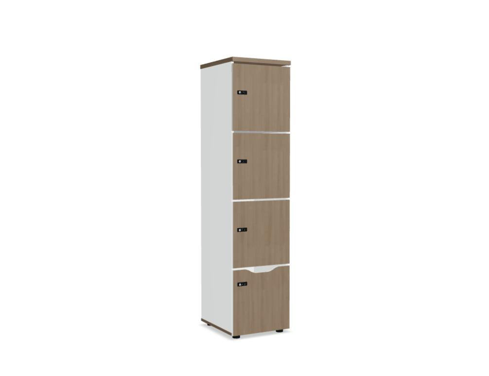 Grauer Mdd Locker Standard LOK40 mit mehreren Schließfächern, Türen und schlankem Design für moderne Büros