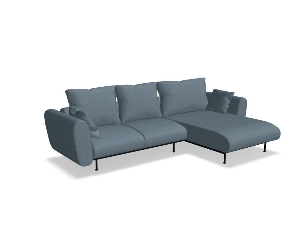 Sofa Lotus von Mdd in Aluminium mit gepolsterter Rückenlehne, Sitzfläche und schwarzem Metallgestell, modulares Design ohne Armlehnen
