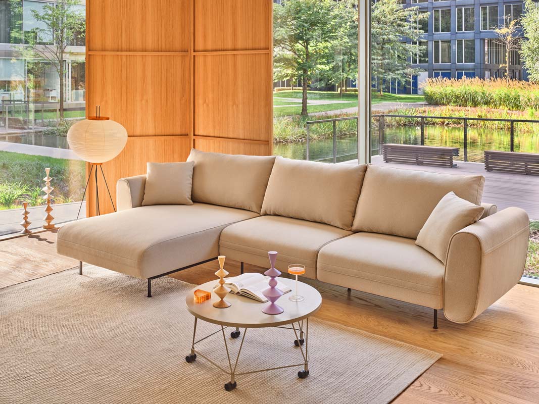 Elegantes L-Sofa Lotus LTS07 von Mdd, rechtsseitig, ideal für moderne Wohnräume, vereint Komfort und ästhetische Eleganz.