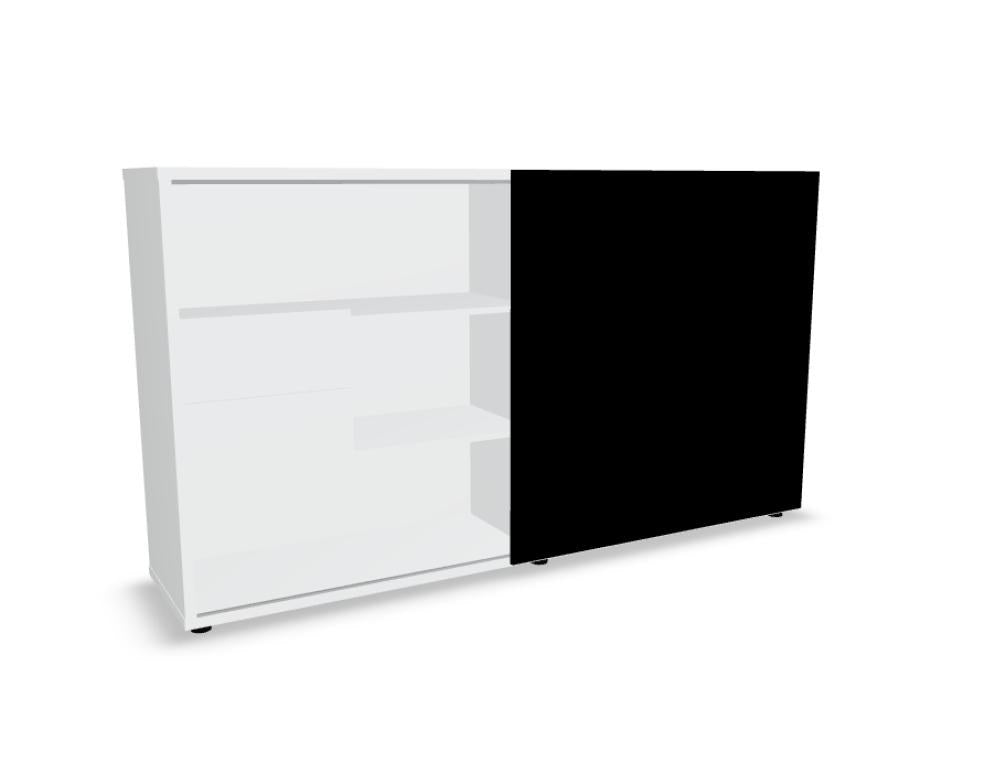 Chefzimmerschrank Standard von Mdd in Weiss Pastell mit Front in Eiche Natur, Schubladen und offenen Regalfächern aus Melaminplatte.