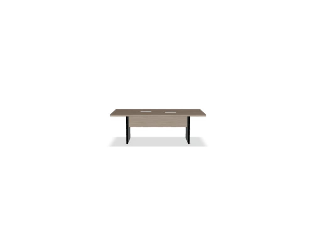 Hochwertiger Chefzimmer-Schreibtisch MIT11 von Mito MIT11, helles Holzfinish, geräumige Arbeitsplatte, moderne Linien, stabile Metallfüße in Dunkelgrau