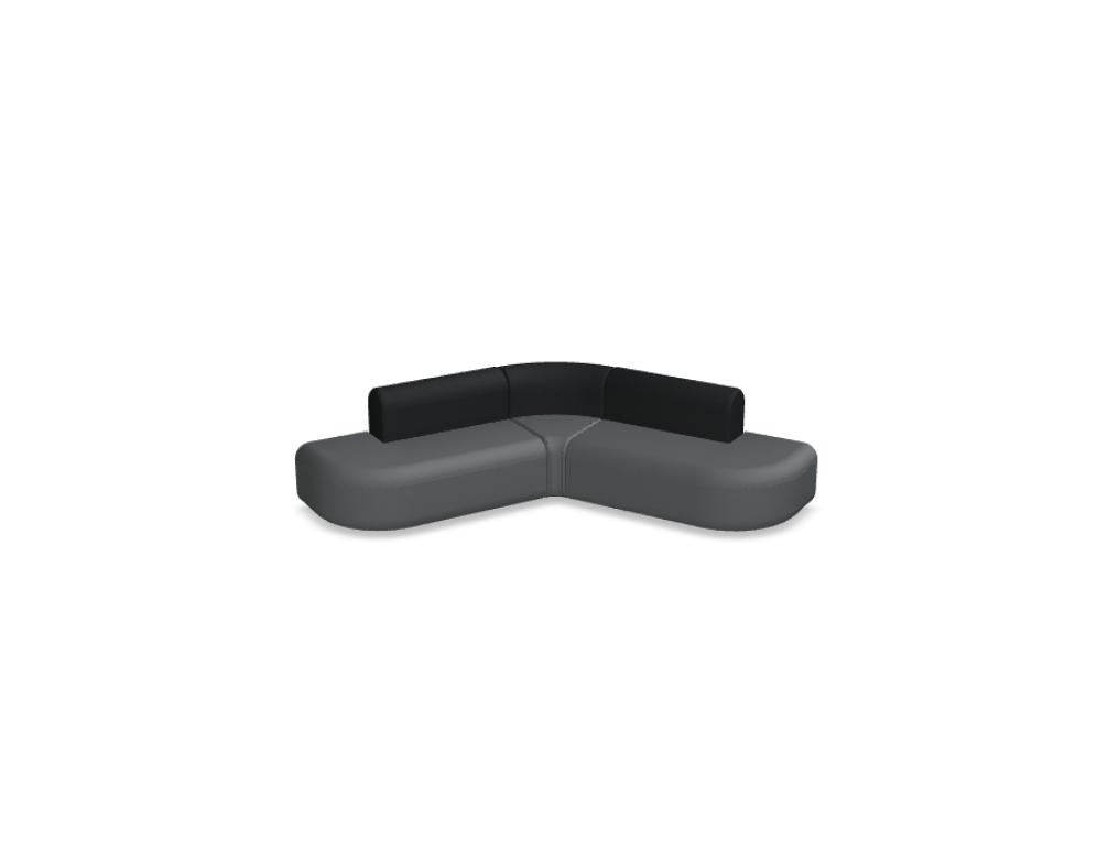Modulares Sofa Artiko von Mdd in Hellgrau mit gepolsterter Sitz- und Rückenfläche, Metallgestell und abgerundeten Formen.