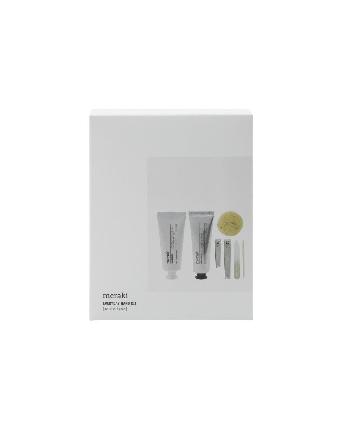 Gift box, hand cream + hand serum + soap + nail kit, 50|50|20 ml|ml|g in White präsentiert im Onlineshop von KAQTU Design AG. Lebensmittel ist von Meraki