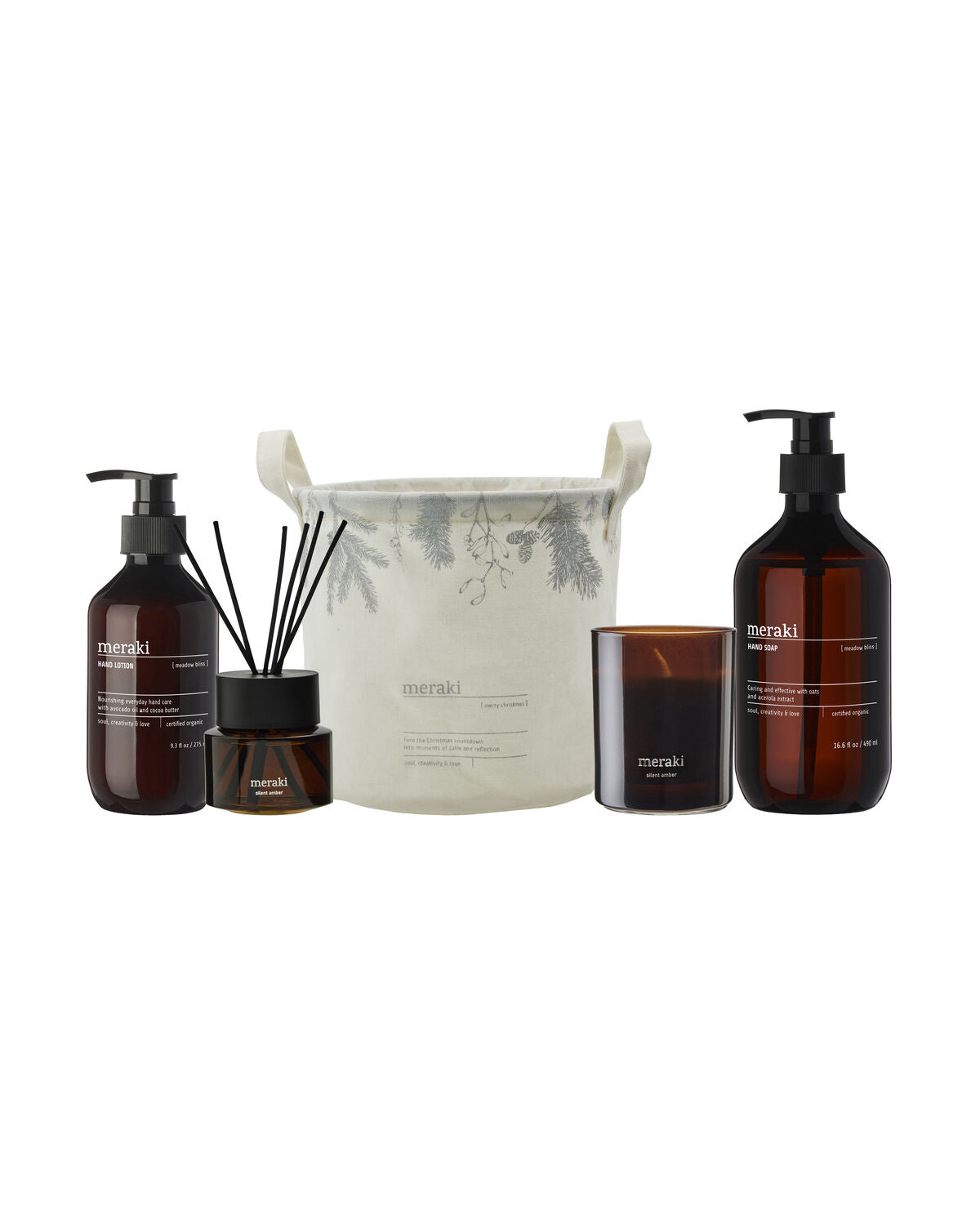AdventCH, meadow bliss soap + lotion + silent amber diffuser + candle, 490|275|200|100 ml|ml|g|ml in White präsentiert im Onlineshop von KAQTU Design AG. Lebensmittel ist von Meraki
