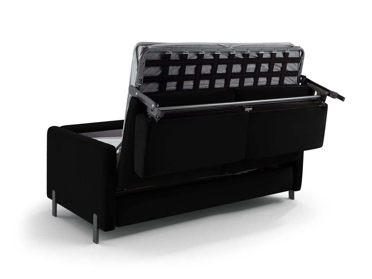 Gloria Velour Sofa mit Schlaffunktion 2 Sitzer in Black-Salvador präsentiert im Onlineshop von KAQTU Design AG. Bettsofa ist von Micadoni