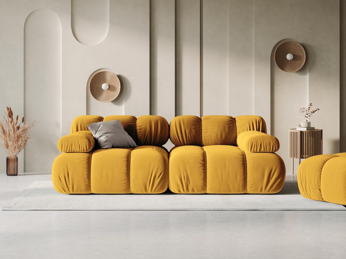 Bellis Velour modulares Sofa 2 Sitzer 94cm in Yellow-Bluvel präsentiert im Onlineshop von KAQTU Design AG. 3er Sofa ist von Micadoni