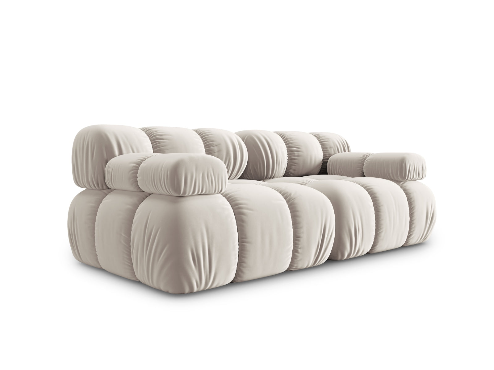 Modulares 2-Sitzer Sofa Bellis in Dunkelbeige aus Velour, perfekt für moderne Wohnkonzepte, vielseitig einsetzbar und stilvoll.