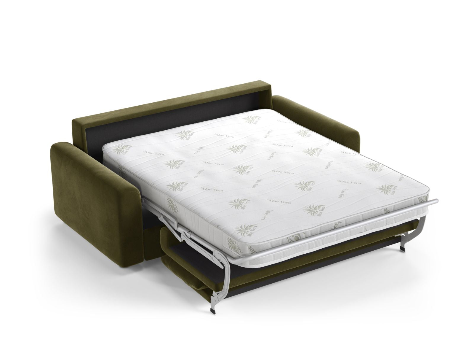 Elegantes 3-Sitzer Bettsofa David in Green-Salvador, ideal für Gästeübernachtungen und gemütliche Stunden im Wohnzimmer.