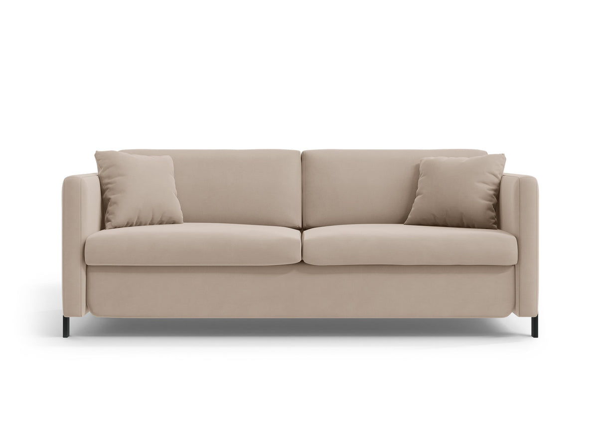 Gloria Velour Sofa mit Schlaffunktion 3 Sitzer in Beige-Salvador präsentiert im Onlineshop von KAQTU Design AG. Bettsofa ist von Micadoni
