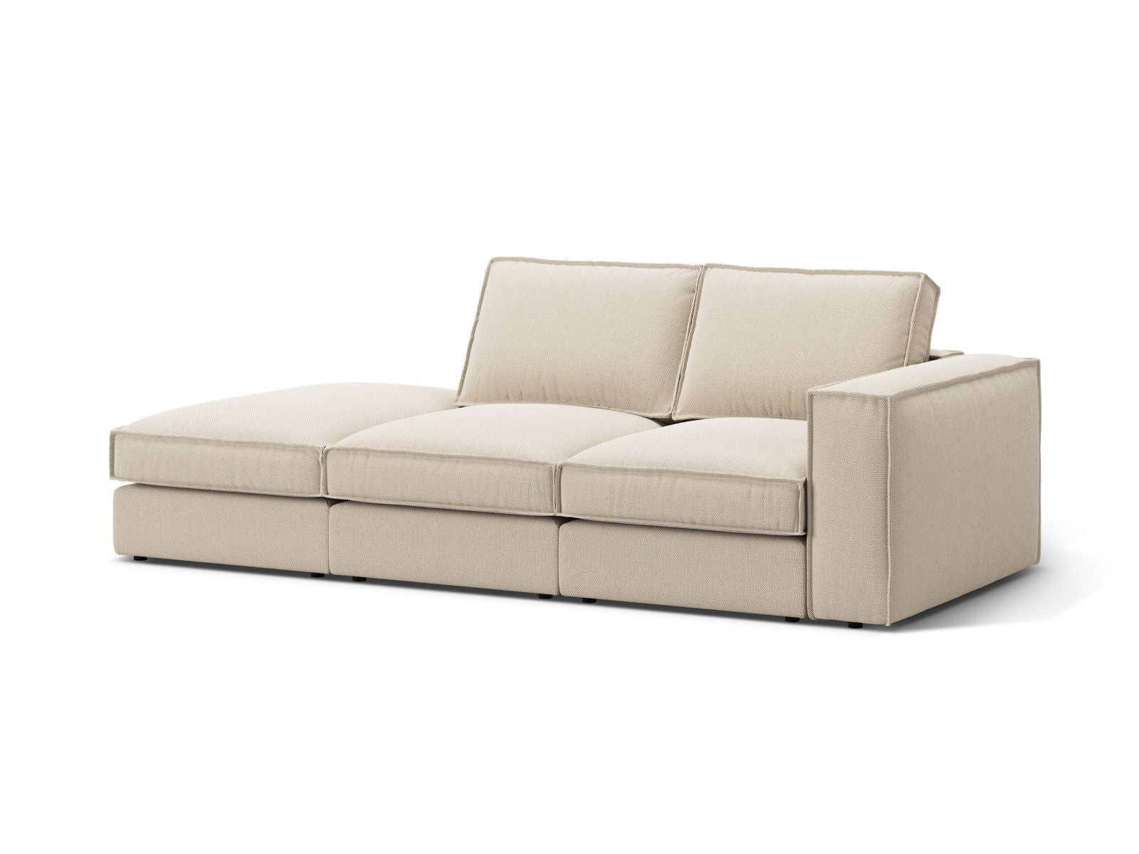 Beige 3-Sitzer Sofa Open End links Pola von Micadoni, stilvolles Design und Komfort für Ihr Wohnzimmer, erhältlich bei KAQTU Design AG.
