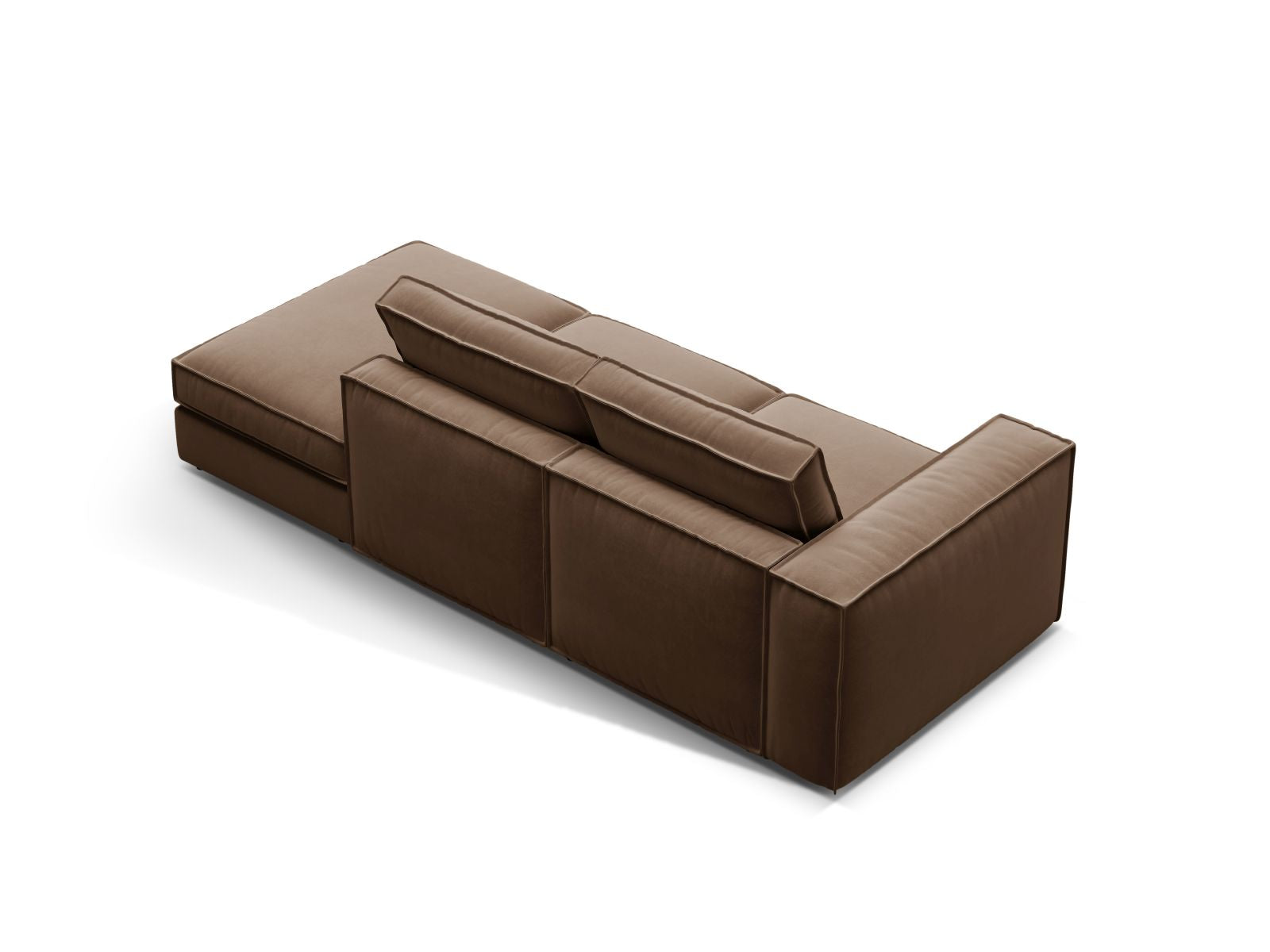 Elegantes 3-Sitzer Sofa Pola mit offenem Ende rechts in warmem Braun, ideal für moderne Wohnräume und entspannte Stunden. Entdecken Sie Komfort und Stil.