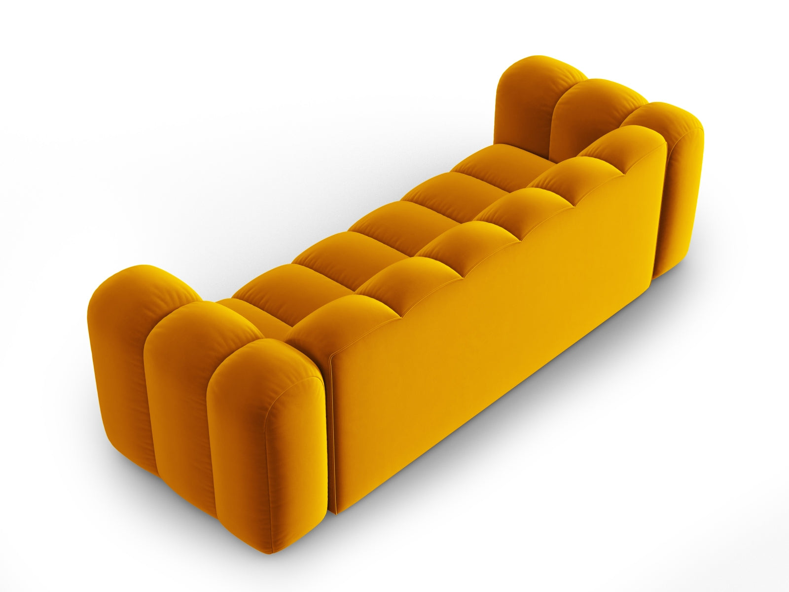 Stilvolles 3-Sitzer Sofa aus Velours in leuchtendem Gelb von Micadoni, perfekt für moderne Wohnkonzepte und entspannte Stunden.