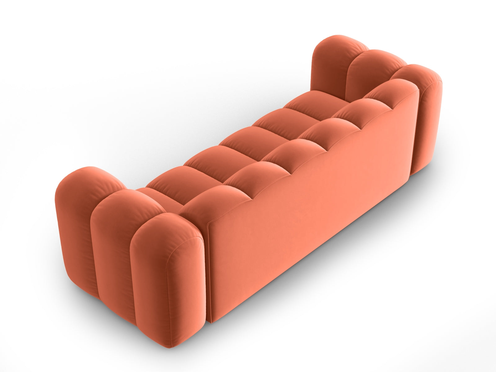 Luxuriöses 3-Sitzer Velours Sofa in Coral-Salvador von Micadoni, perfekt für moderne und elegante Wohnambiente.