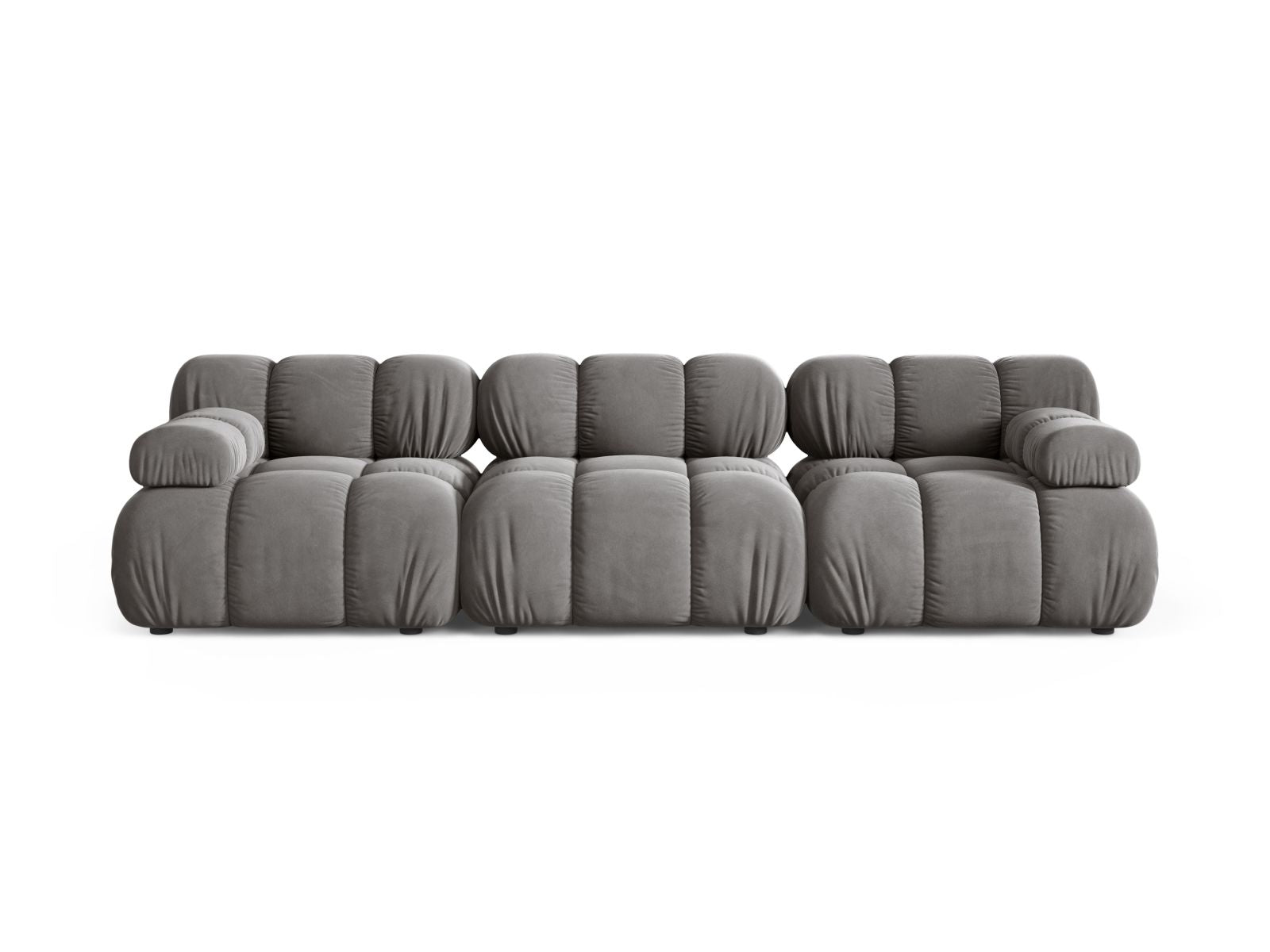 Bellis Velour modulares Sofa 3 Sitzer 94cm in Light Grey-Bluvel präsentiert im Onlineshop von KAQTU Design AG. 3er Sofa ist von Micadoni
