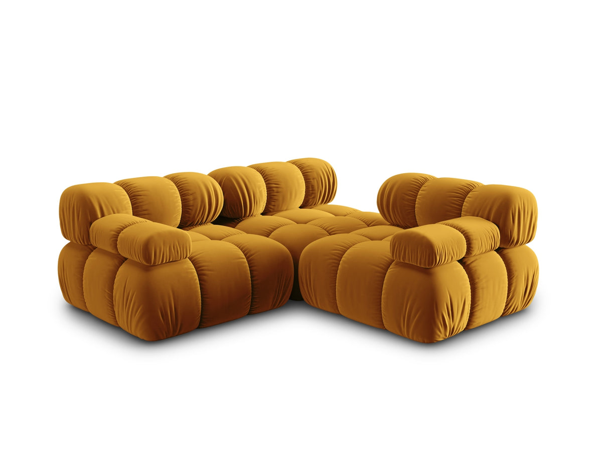 Bellis Velour modulares Sofa 3 Sitzer 94cm in Yellow-Bluvel präsentiert im Onlineshop von KAQTU Design AG. 3er Sofa ist von Micadoni