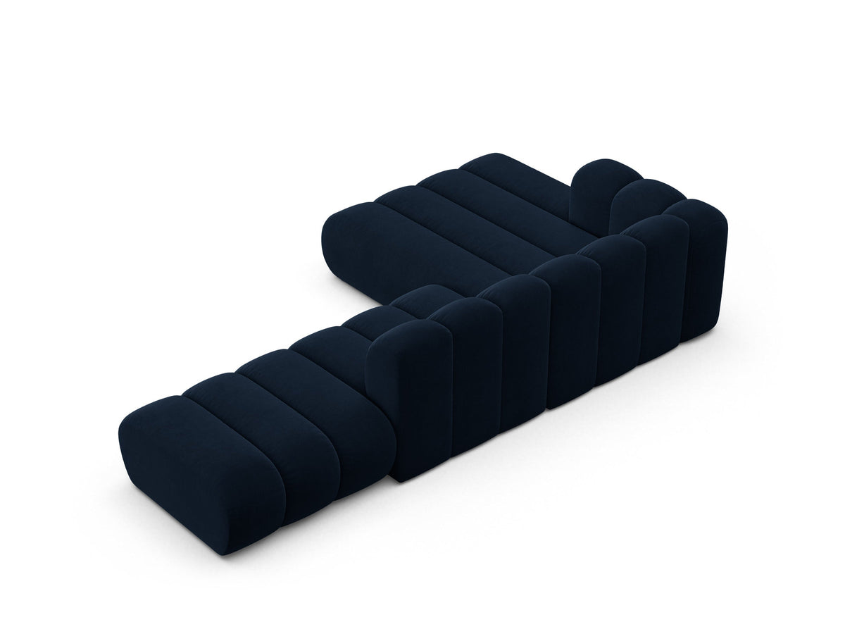 Lupine Velour modulares Ecksofa open links 5 Sitzer in Royal Blue-Salvador präsentiert im Onlineshop von KAQTU Design AG. L-Sofa links ist von Micadoni