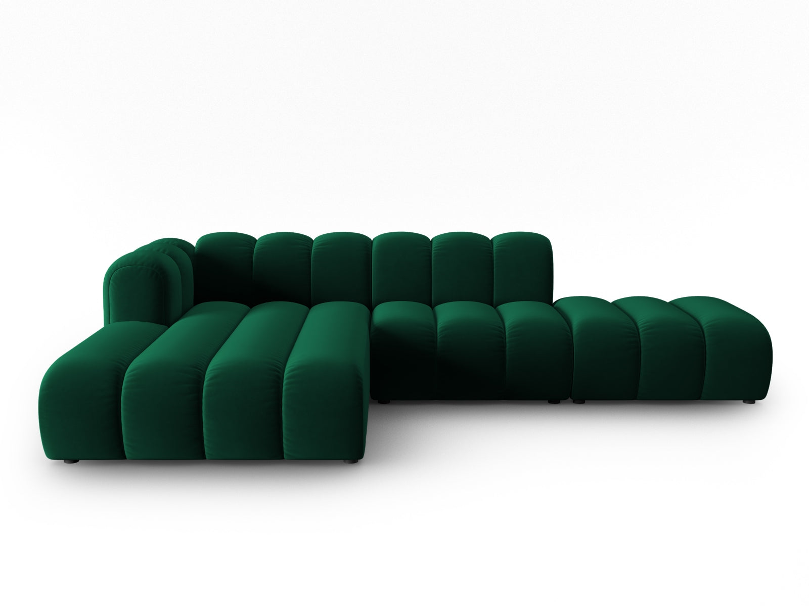 Lupine Velour modulares Ecksofa open links 5 Sitzer in Bottle Green-Salvador präsentiert im Onlineshop von KAQTU Design AG. L-Sofa links ist von Micadoni