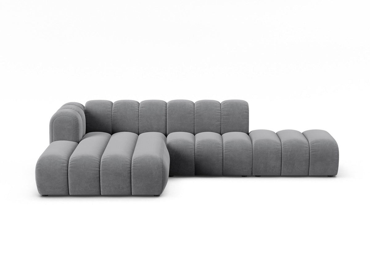 Lupine Velour modulares Ecksofa open links 5 Sitzer in Grey-Salvador präsentiert im Onlineshop von KAQTU Design AG. L-Sofa links ist von Micadoni