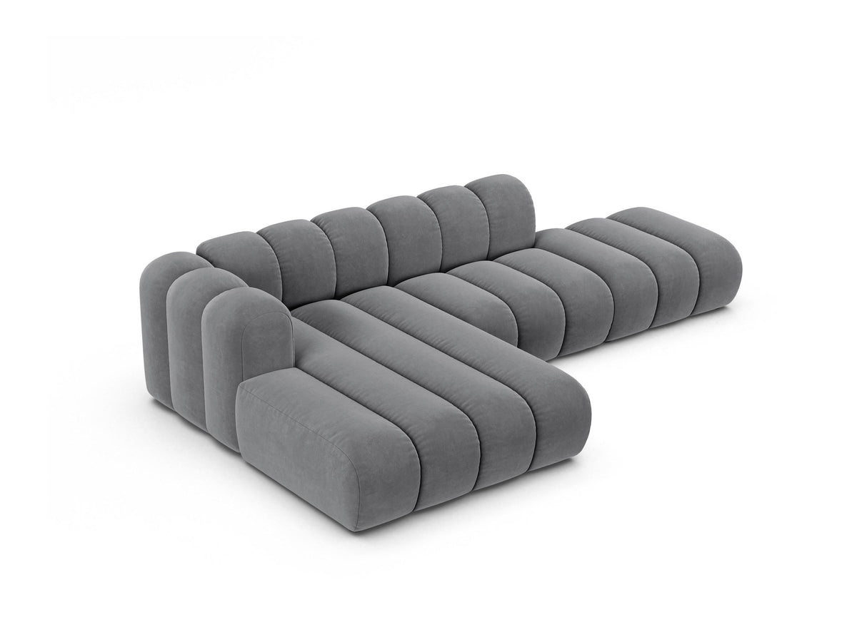 Lupine Velour modulares Ecksofa open links 5 Sitzer in Grey-Salvador präsentiert im Onlineshop von KAQTU Design AG. L-Sofa links ist von Micadoni