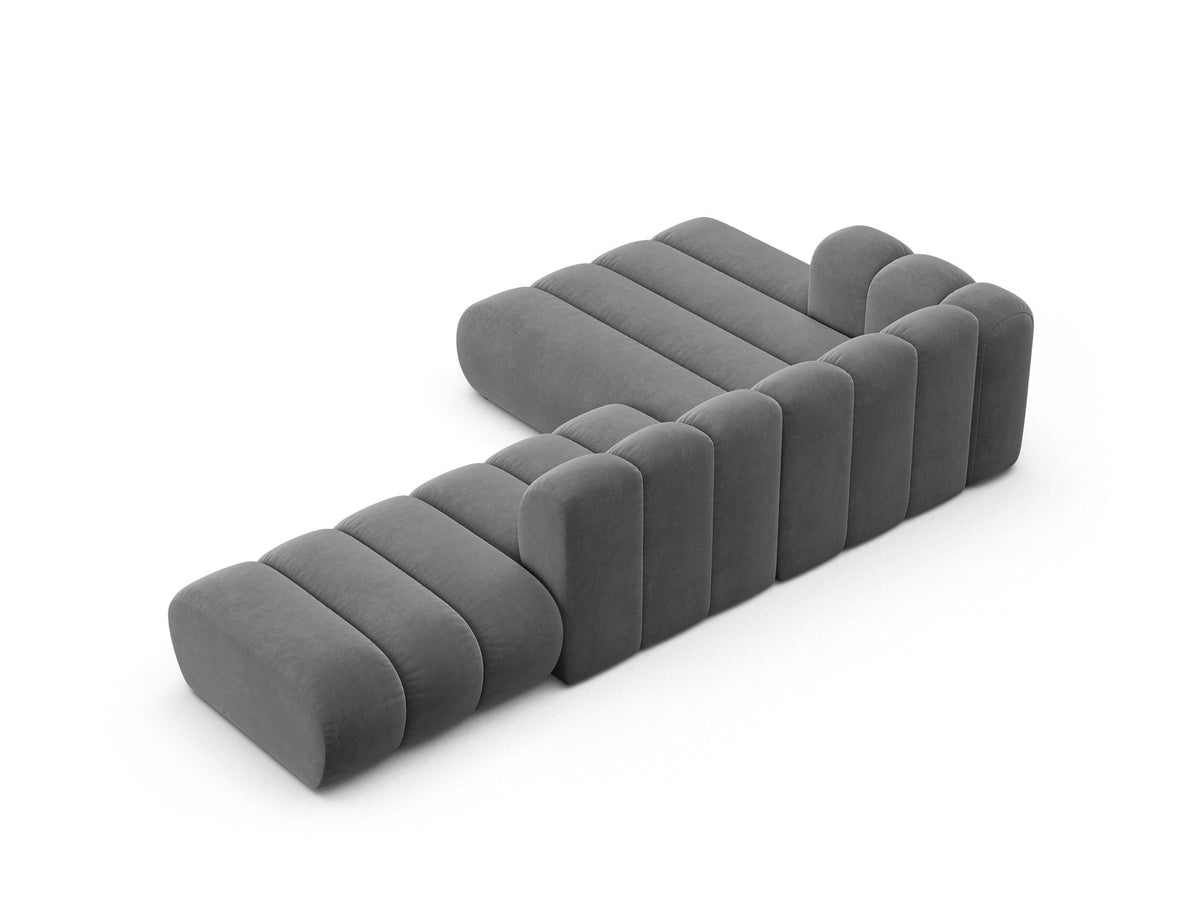 Lupine Velour modulares Ecksofa open links 5 Sitzer in Grey-Salvador präsentiert im Onlineshop von KAQTU Design AG. L-Sofa links ist von Micadoni