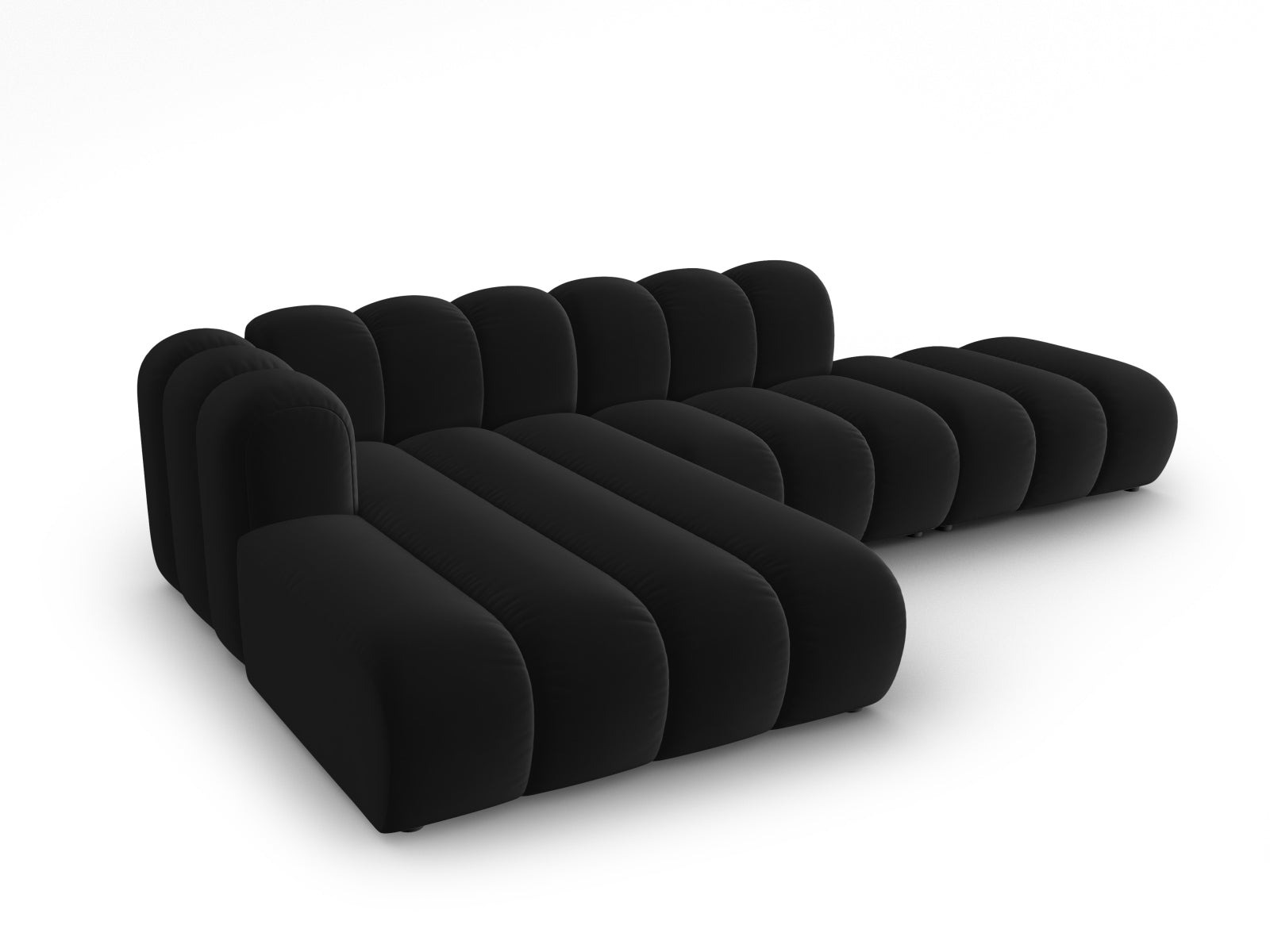 Modulares Ecksofa in luxuriösem Velours, 5-Sitzer, offen links, perfekt für moderne Wohnkonzepte. Hochwertige Qualität von Micadoni.