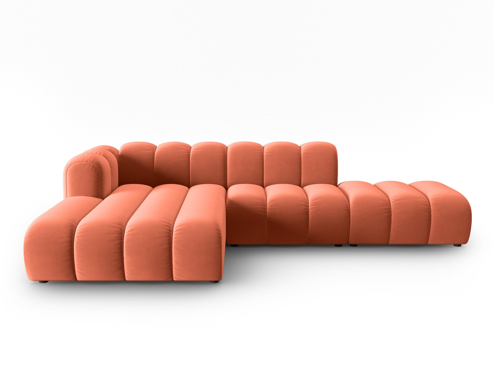 Lupine Velour modulares Ecksofa open links 5 Sitzer in Coral-Salvador präsentiert im Onlineshop von KAQTU Design AG. L-Sofa links ist von Micadoni