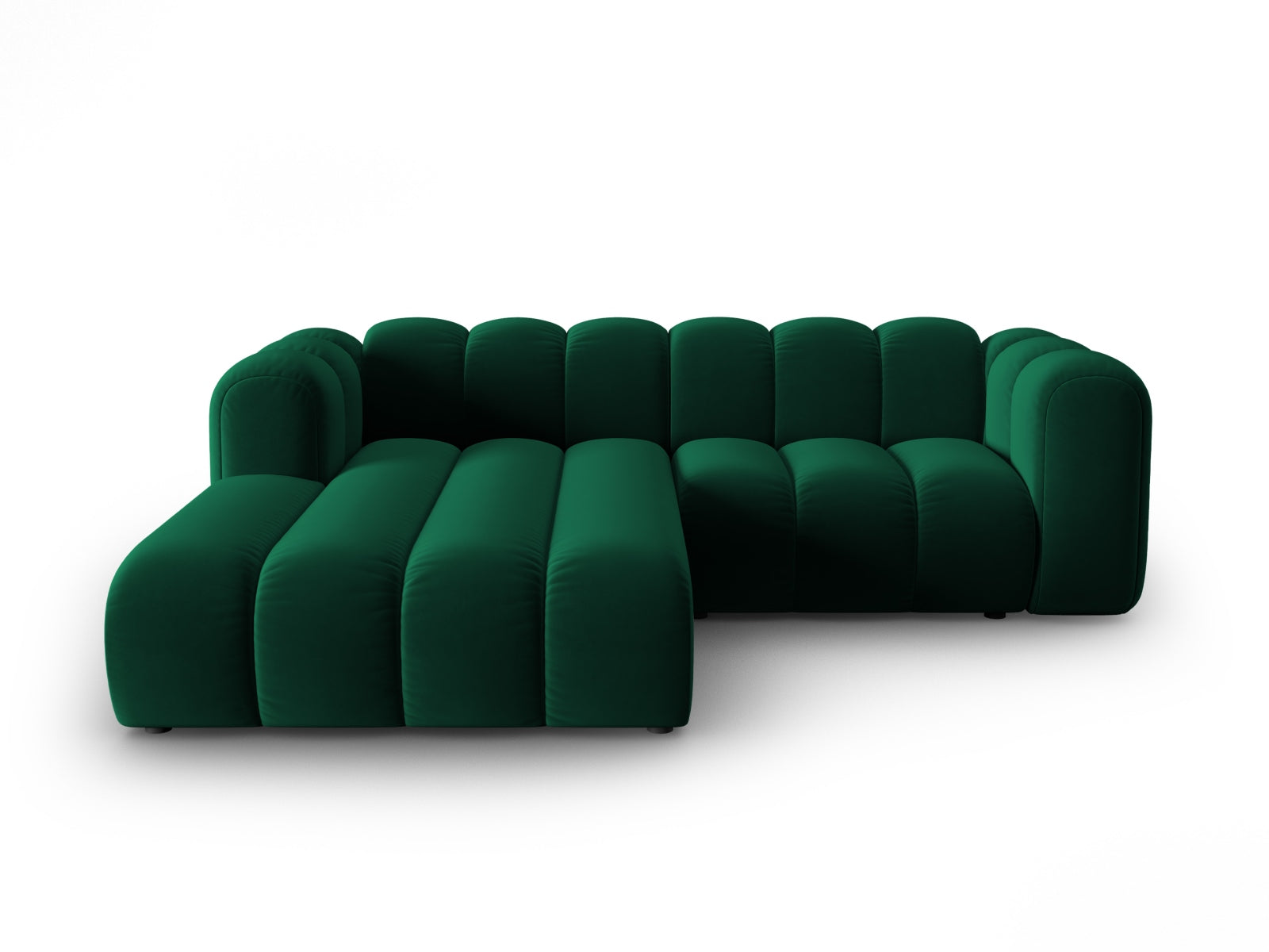 Lupine Velour modulares Ecksofa links 3 Sitzer in Bottle Green-Salvador präsentiert im Onlineshop von KAQTU Design AG. L-Sofa links ist von Micadoni