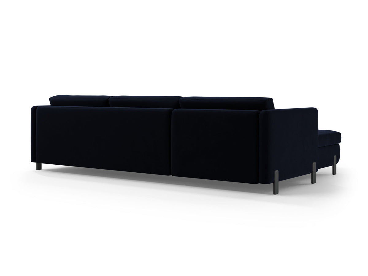 Gloria Velour Ecksofa rechts mit Schlaffunktion und Stauraum 4 Sitzer in Royal Blue-Salvador präsentiert im Onlineshop von KAQTU Design AG. Bettsofa rechts ist von Micadoni