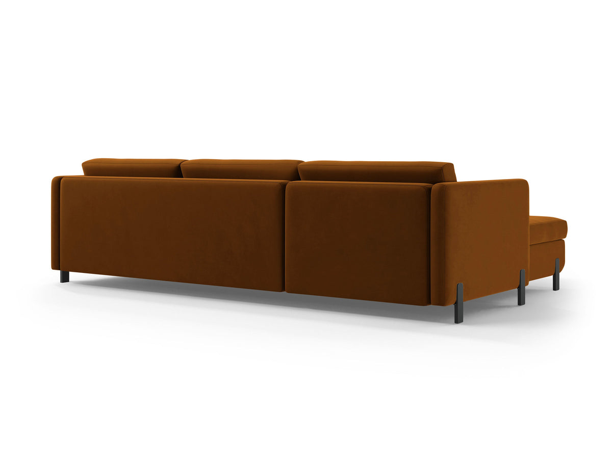 Gloria Velour Ecksofa rechts mit Schlaffunktion und Stauraum 4 Sitzer in Brown-Salvador präsentiert im Onlineshop von KAQTU Design AG. Bettsofa rechts ist von Micadoni