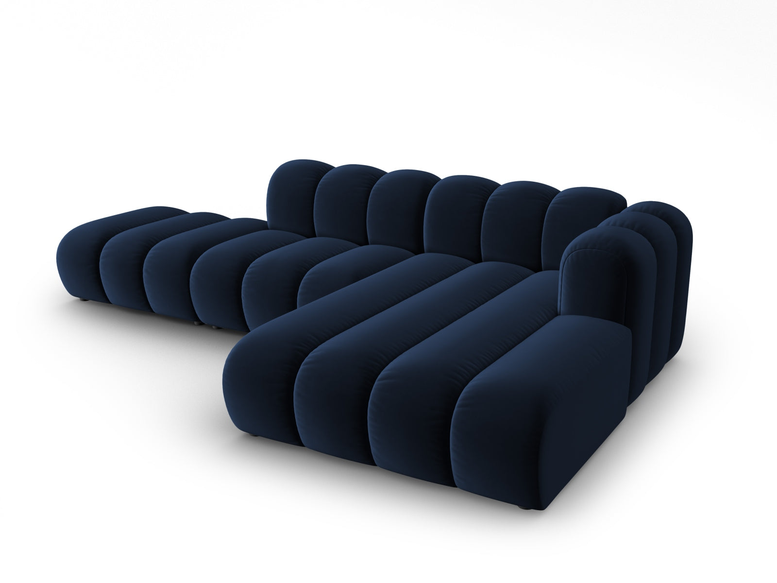 Modulares Ecksofa in Royal Blue, 5-Sitzer, mit offener rechter Seite. Ideal für moderne Wohnkonzepte und gemütliche Zusammenkünfte.