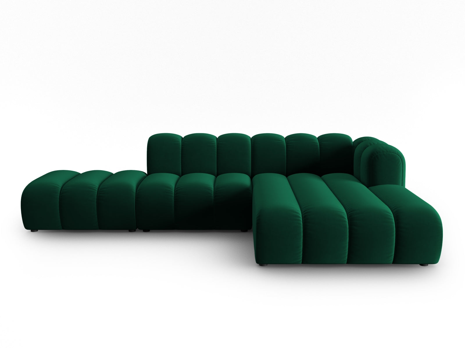 Lupine Velour modulares Ecksofa open rechts 5 Sitzer in Bottle Green-Salvador präsentiert im Onlineshop von KAQTU Design AG. L-Sofa rechts ist von Micadoni