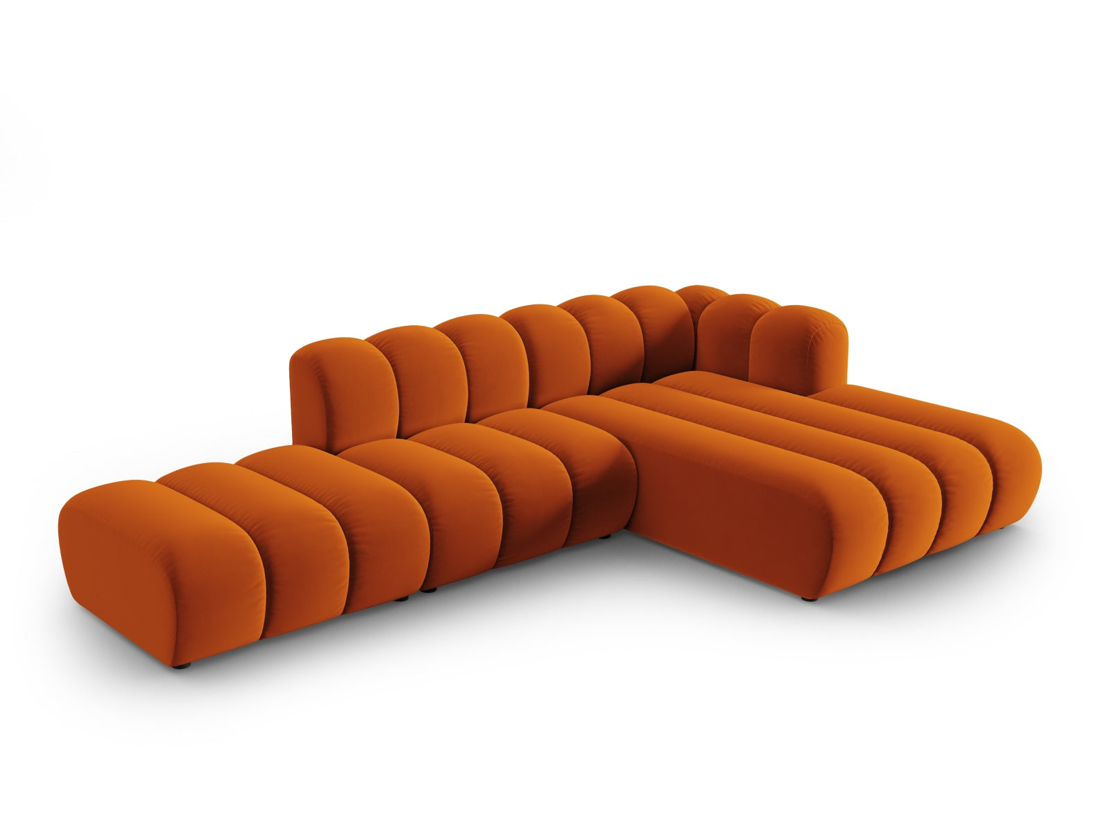 Elegantes, modulares Ecksofa in Terracotta mit 5 Sitzen, ideal für stilvolle Wohnräume. Perfekt für entspannte Abende.
