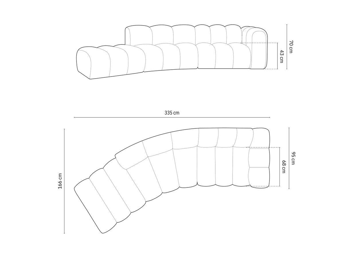 Lupine Velour modulares Sofa links 5 Sitzer in Black-Salvador präsentiert im Onlineshop von KAQTU Design AG. L-Sofa links ist von Micadoni