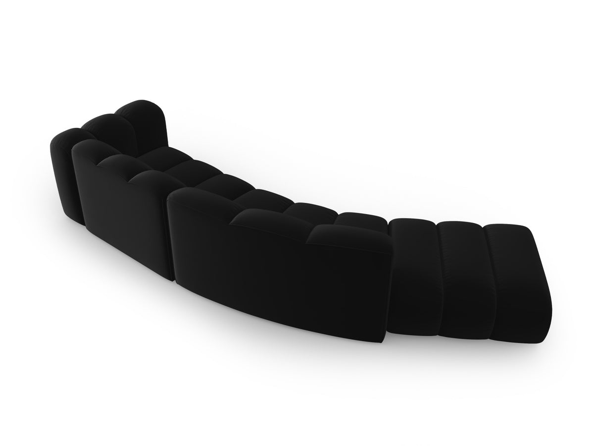 Lupine Velour modulares Sofa links 5 Sitzer in Black-Salvador präsentiert im Onlineshop von KAQTU Design AG. L-Sofa links ist von Micadoni