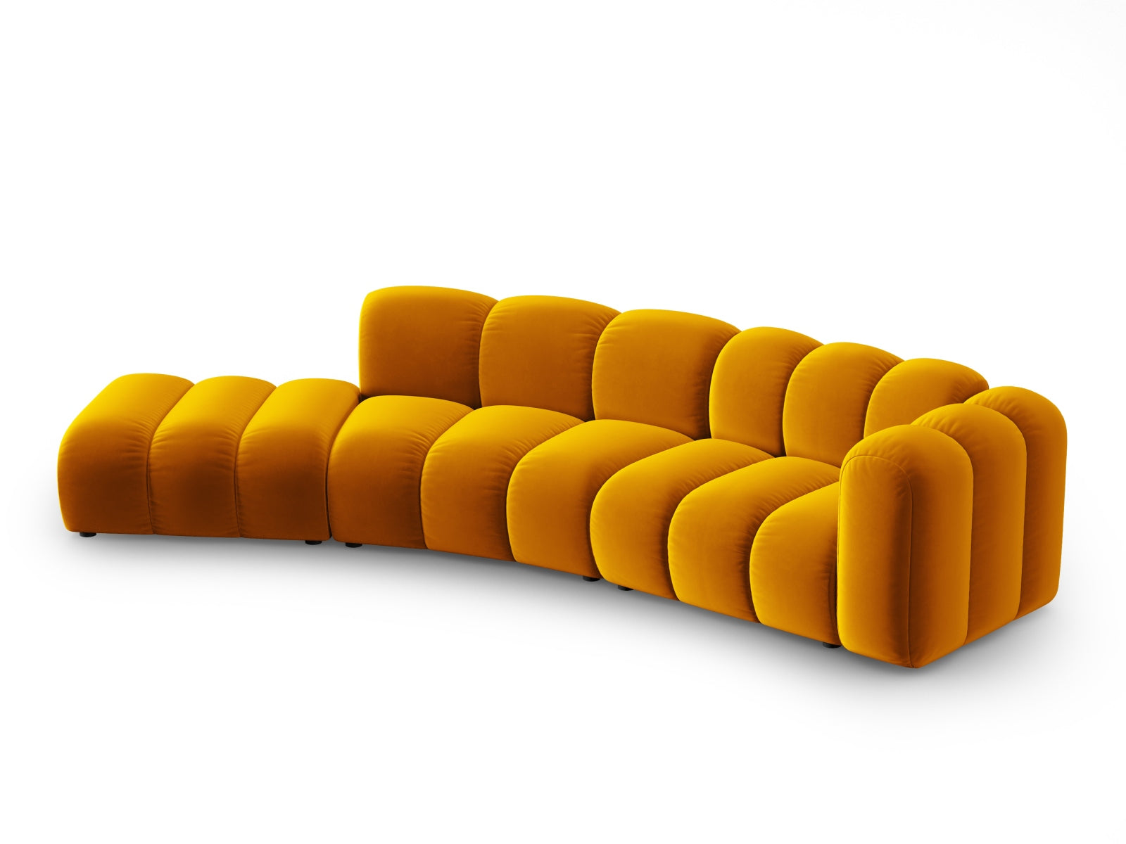 Lupine Velour modulares Sofa links 5 Sitzer in Yellow-Salvador präsentiert im Onlineshop von KAQTU Design AG. L-Sofa links ist von Micadoni