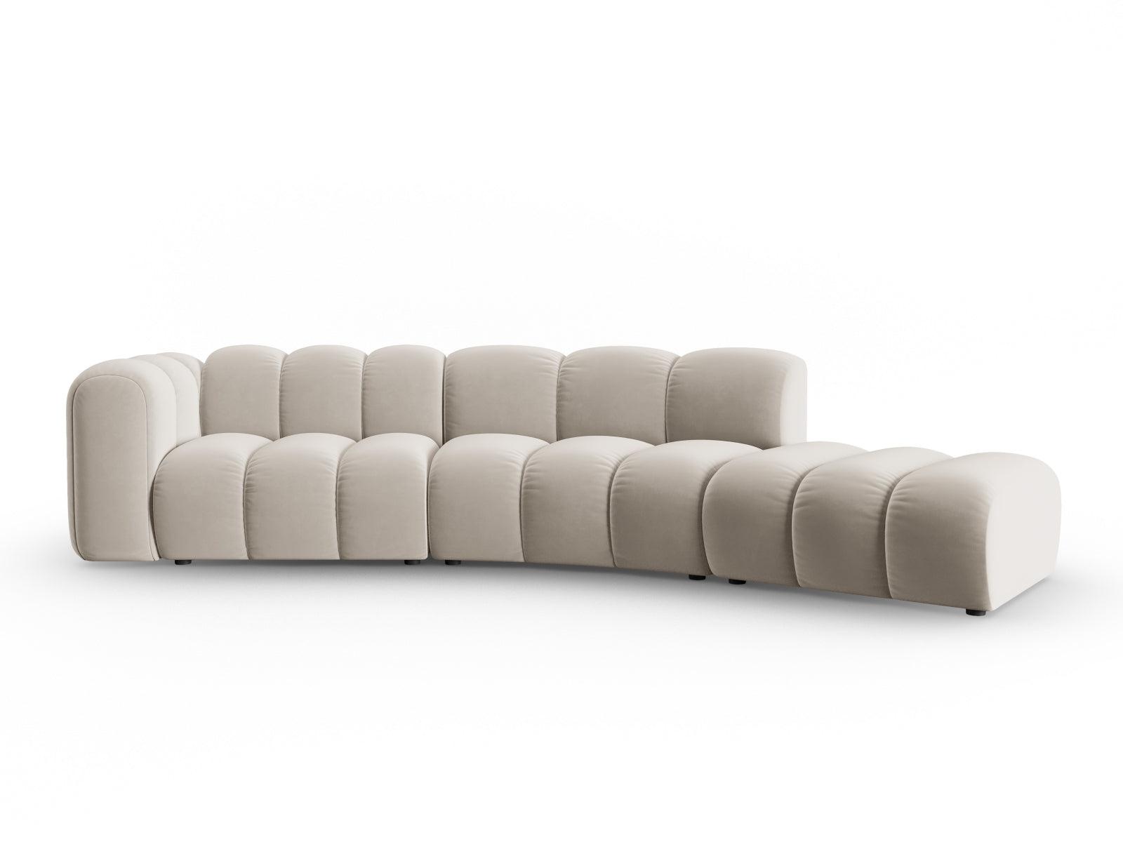 Lupine Velour modulares Sofa rechts 5 Sitzer in Beige präsentiert im Onlineshop von KAQTU Design AG. L-Sofa rechts ist von Micadoni