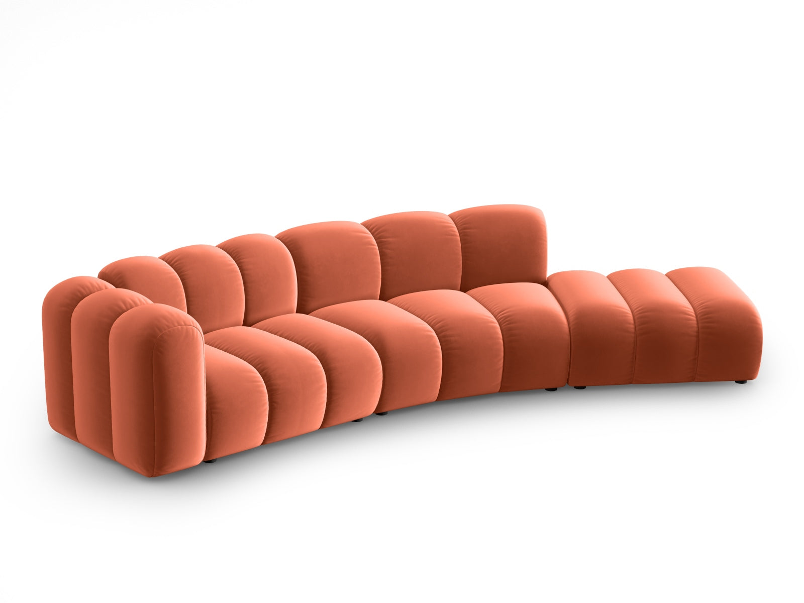 Lupine Velour modulares Sofa rechts 5 Sitzer in Coral präsentiert im Onlineshop von KAQTU Design AG. L-Sofa rechts ist von Micadoni