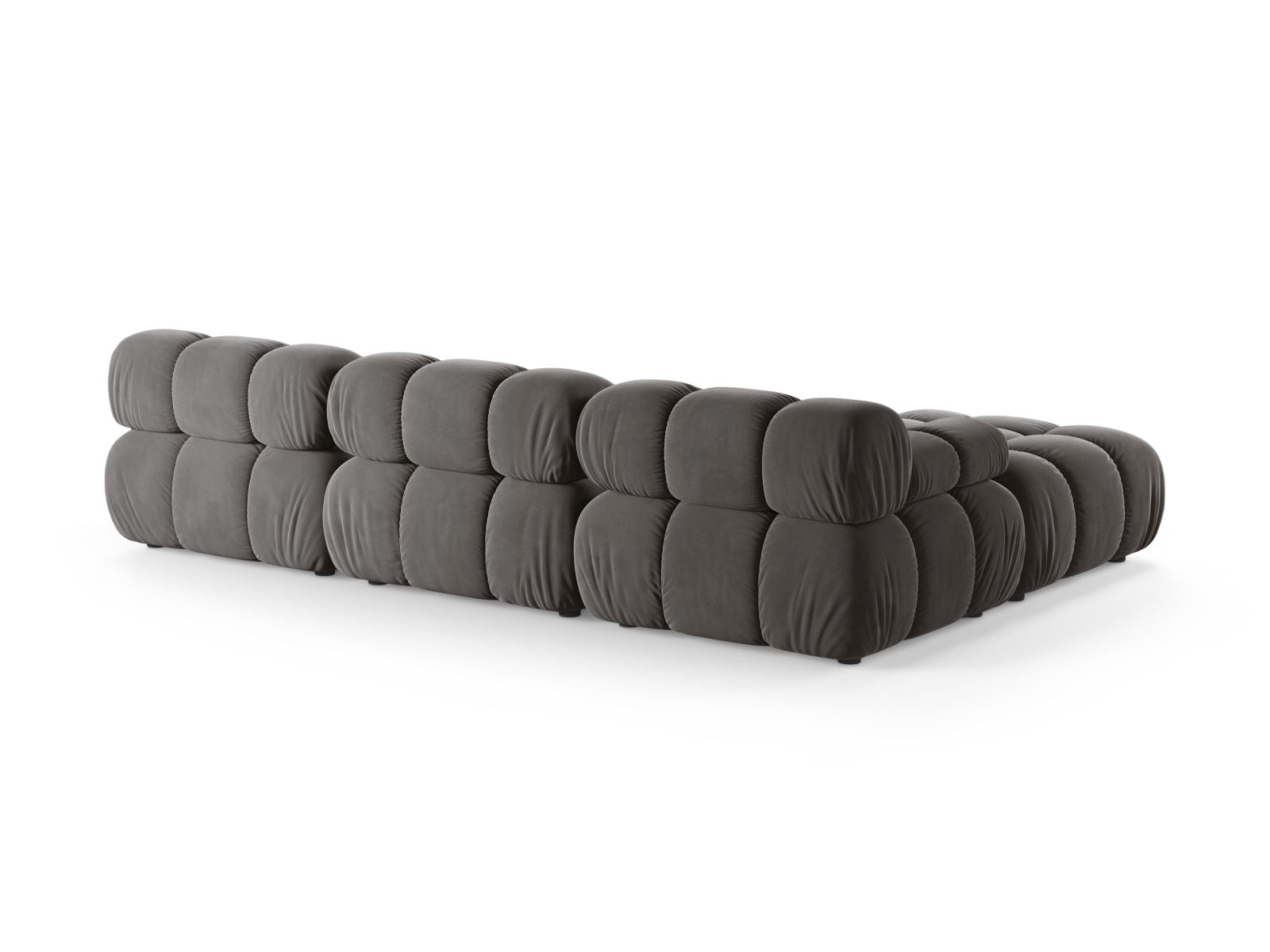 Elegantes Bellis Velour Sofa in Hellgrau, 4-Sitzer, modulares Design für vielseitige Wohnräume, von Micadoni. Komfort trifft auf modernes Flair.