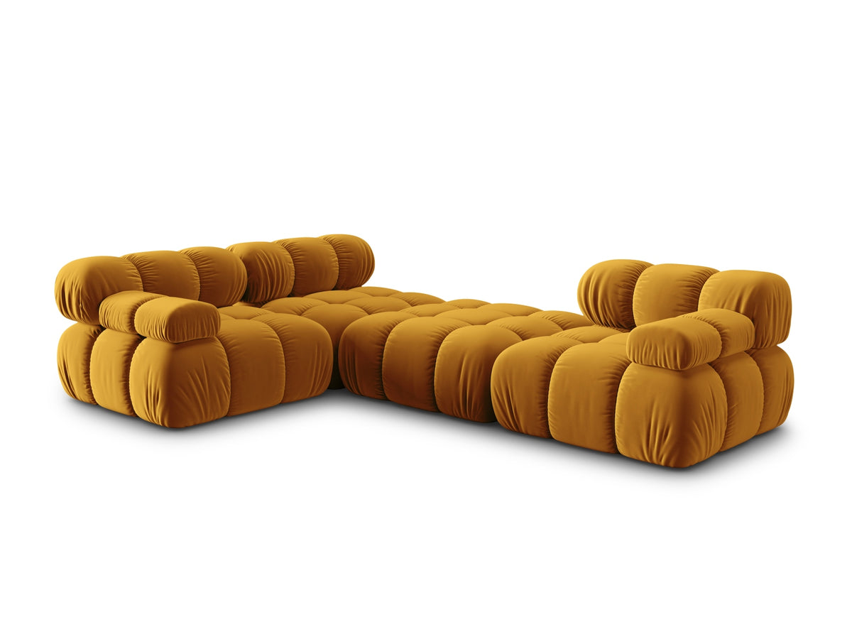 Bellis Velour modulares Sofa 4 Sitzer 188cm in Yellow-Bluvel präsentiert im Onlineshop von KAQTU Design AG. L-Sofa links ist von Micadoni