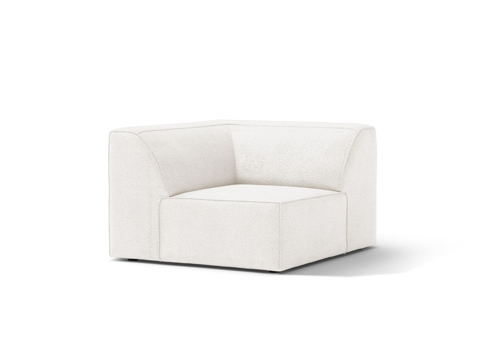 Elegantes 1-Sitzer Eckmodul Jodie in stilvollem Weiß, ideal für individuelle Sofa-Kombinationen im modernen Wohnraum.