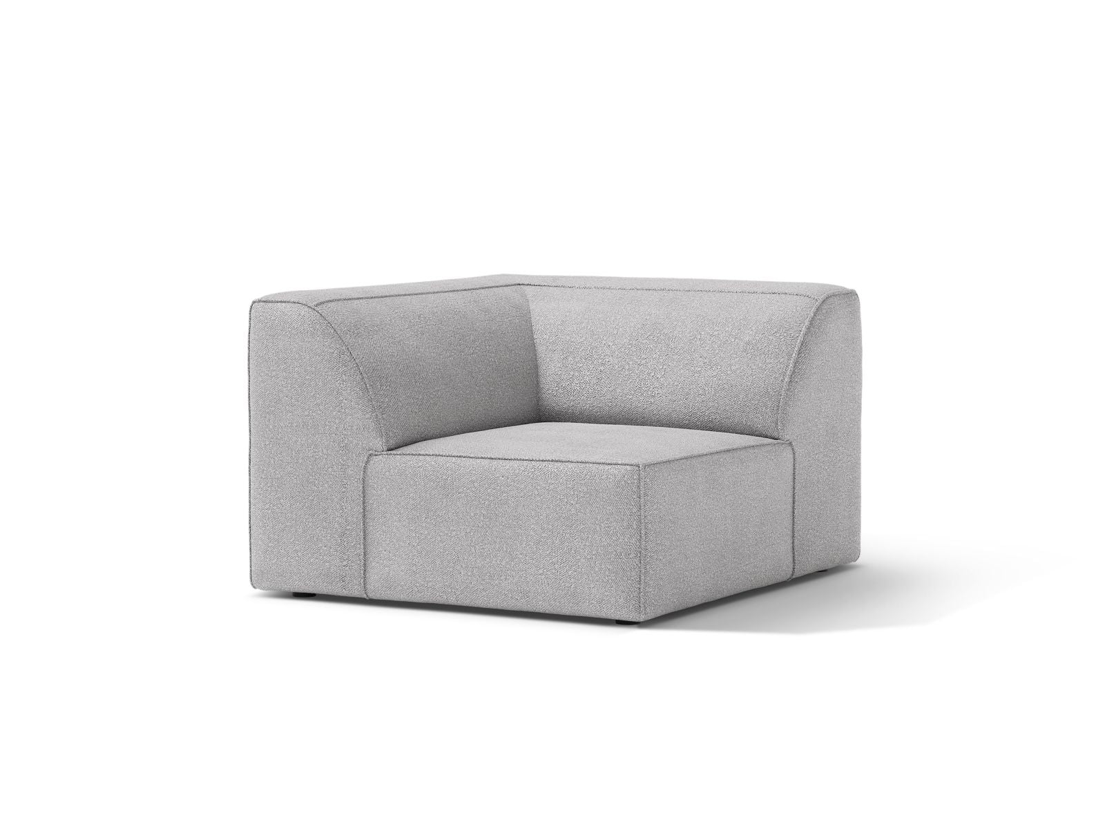 Elegantes 1-Sitzer Eckmodul Jodie in hellem Grau, ideal für individuelle Sofa-Kombinationen, erhältlich bei KAQTU Design AG.