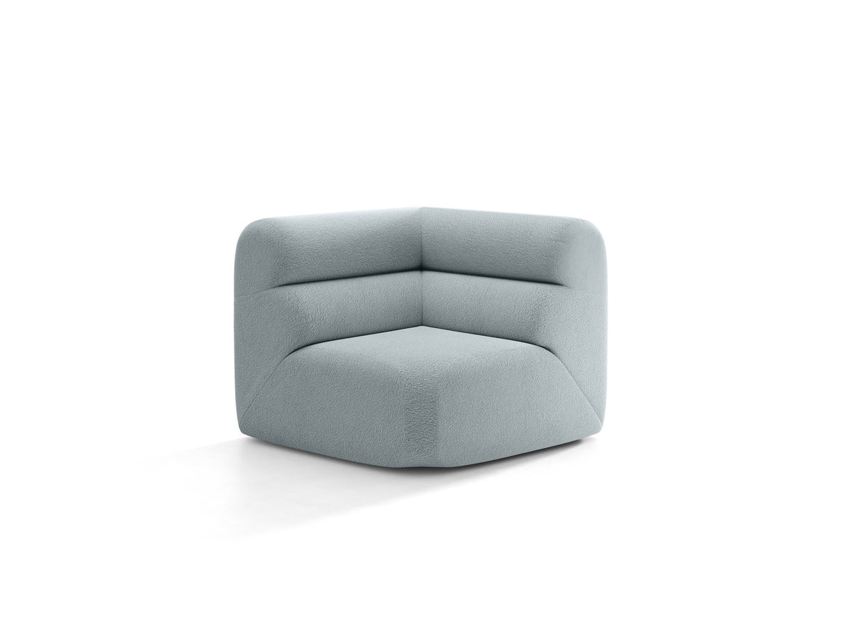 Eckmodul Neo von Micadoni in dunklem Olivgrün, gepolstertes modulares Sofa mit hoher Rückenlehne und schwarzen Kunststoffbeinen.