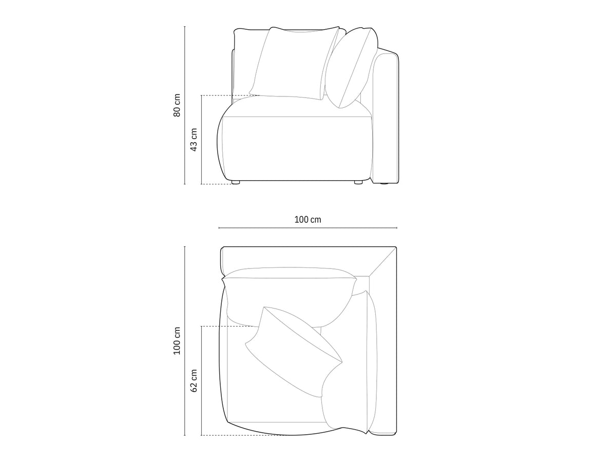 Chris Velour Modul Corner 1 Sitzer in Ecru-Casino präsentiert im Onlineshop von KAQTU Design AG. Modulares Sofa ist von Micadoni
